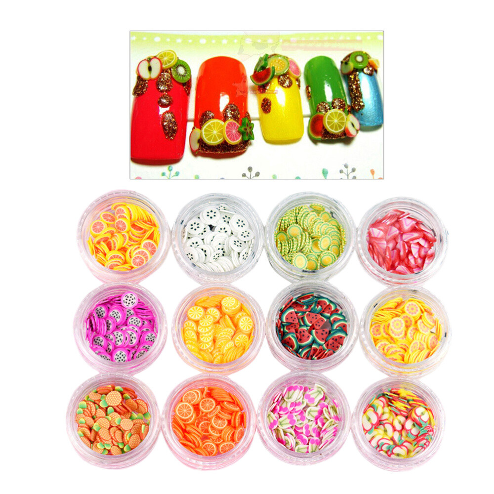 1 Set tiny charms fruit slices for 3d fruit slices 12 Kinds of Boxed Nail