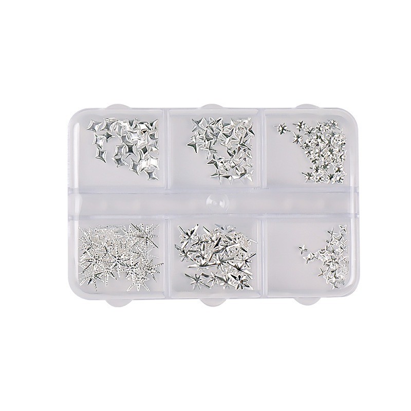 Metallic Gold Silver Nail Art Rhinestones Decor Flatback Starburst Pentagrams