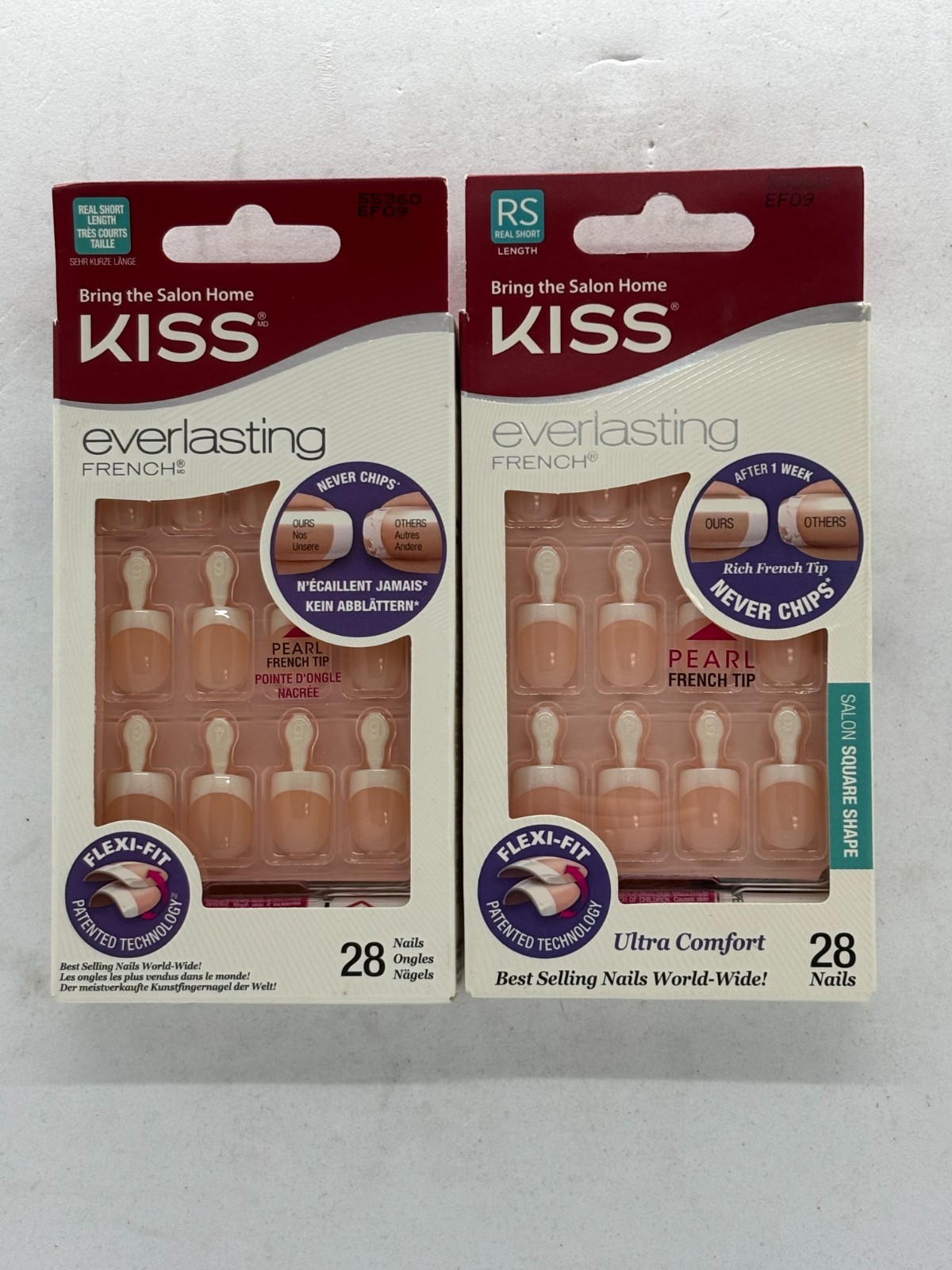 Kiss Everlasting Nail Kit 2 x 28, Pearl French Tip, EF09, FREE SHIPPING!