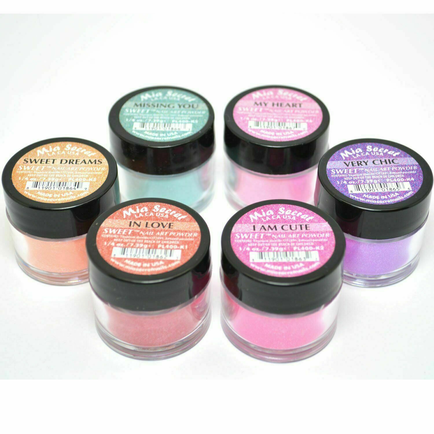 New Mia Secret Monomer 8 Ounce + SWEET Nail Art Powder 6 Colors Collection Set