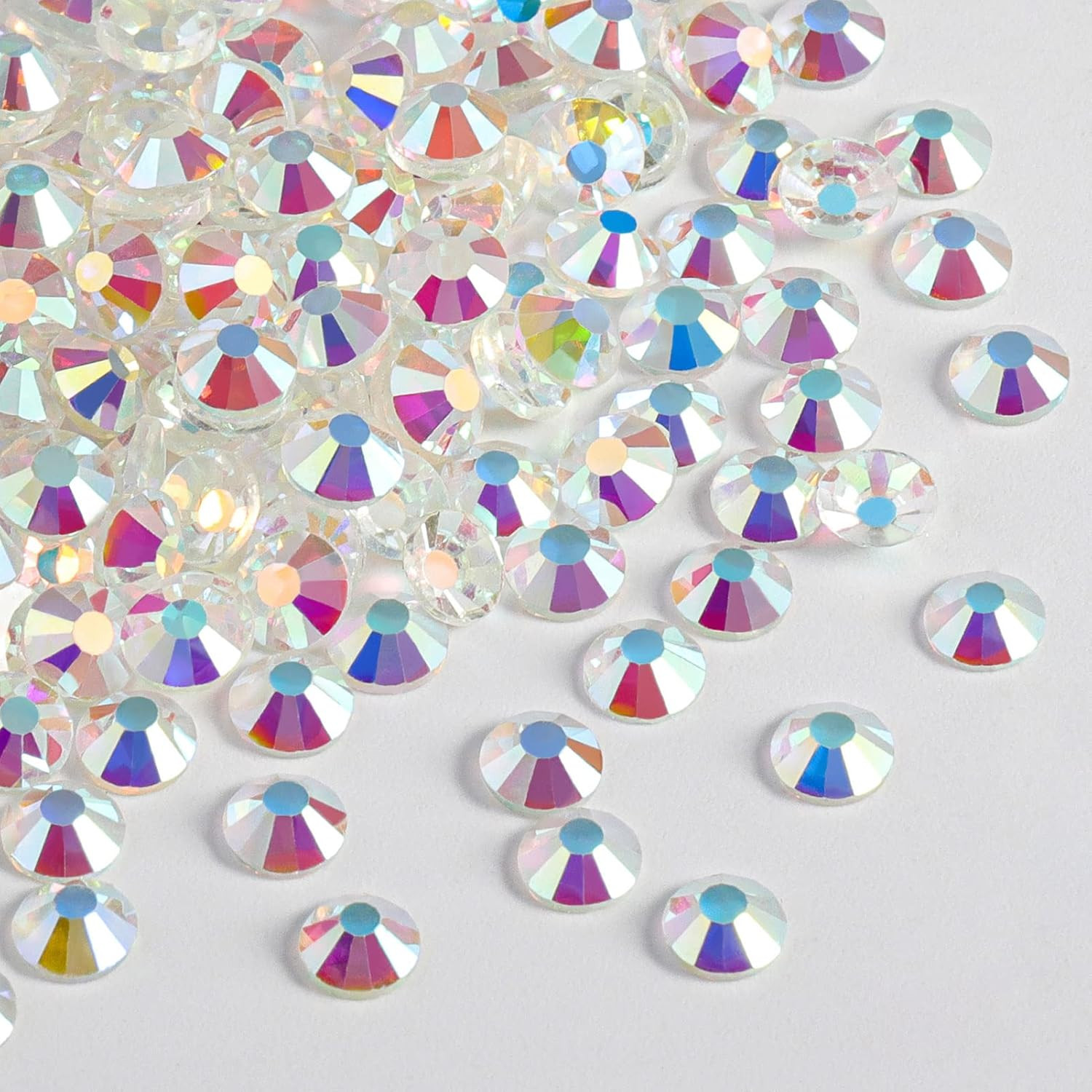 Flat Back Crystal Rhinestones round Gems for Nail Art and Craft Glue Fix, Transp