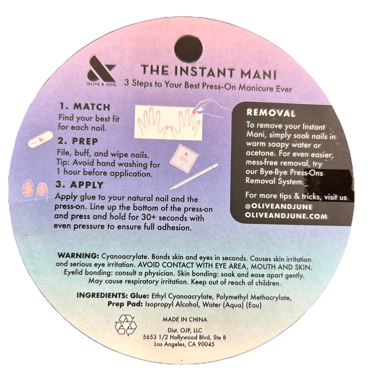 2 Sets Of Olive & June Instant Mani Press-On Nails Short Tiny Puffy Hearts