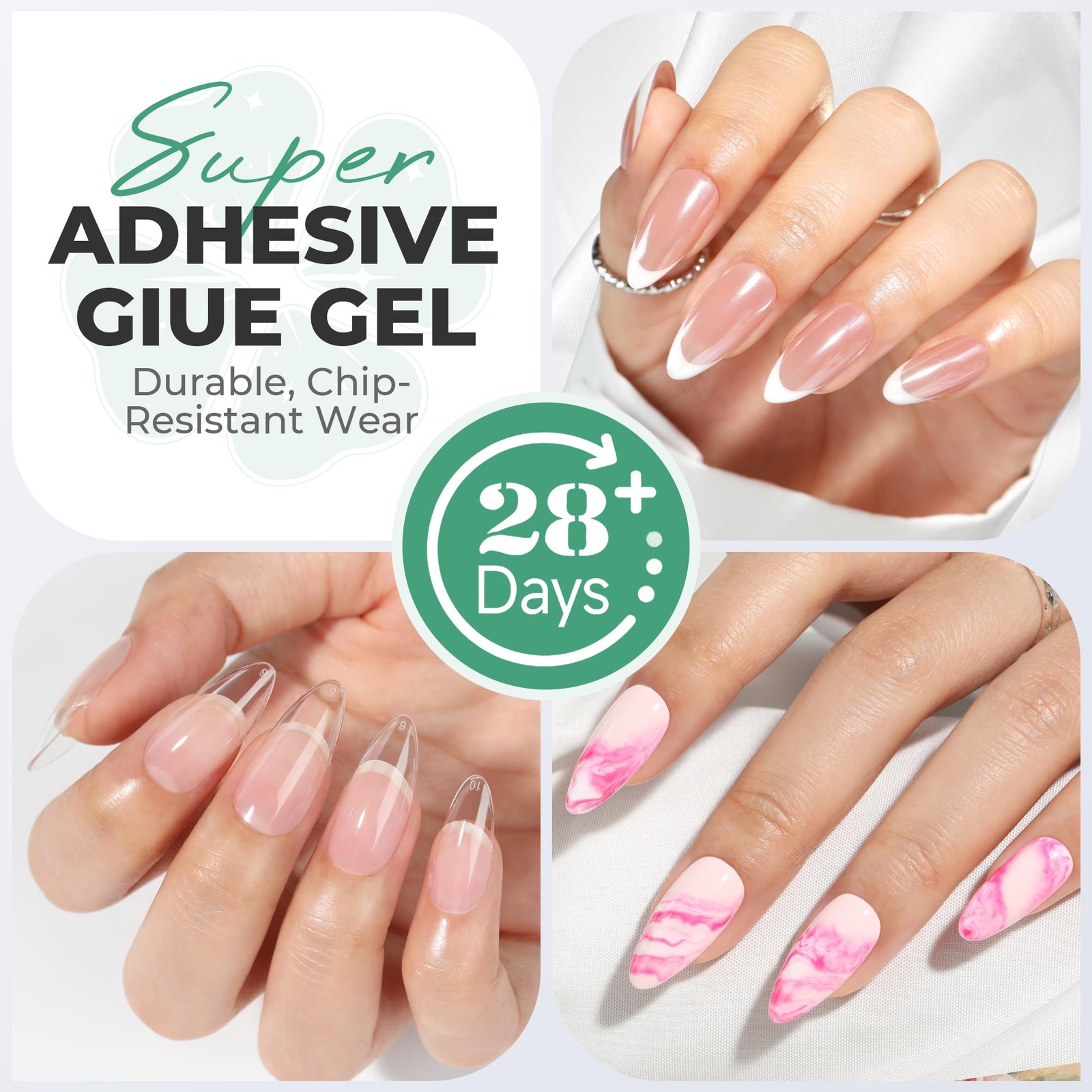 6 in 1 Gel Nail Glue Kit: Super Strong Nail Glue Gel 2Pcs 15ml for Press On N…