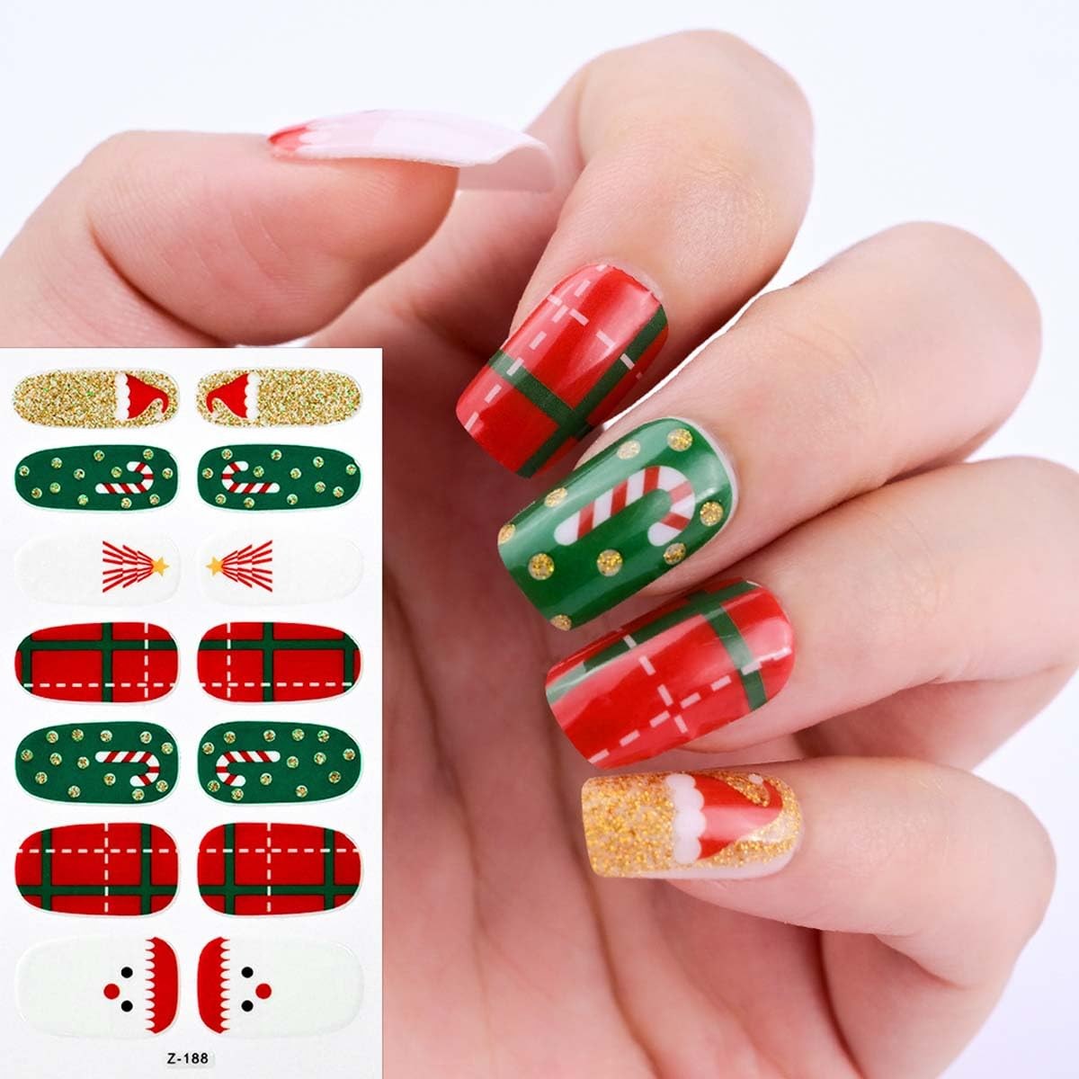 6 Sheets Christmas Nail Wraps Stickers Glitter Christmas Nail Polish Snowman …