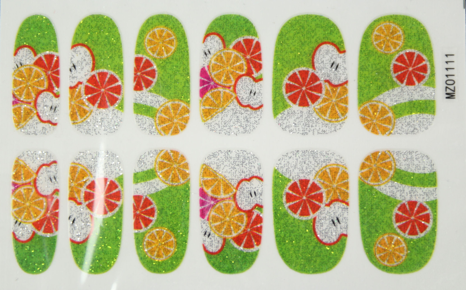 Fruits Full Cover Glitter Nail Wraps Nail Art Stickers Pattern food green