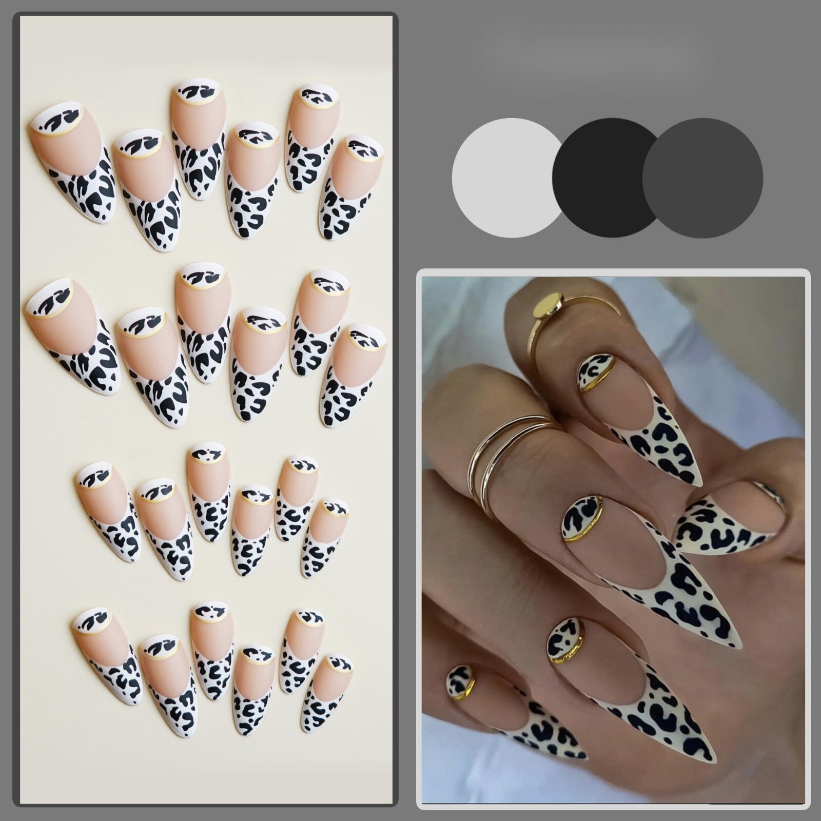 New Year Almond Nails Yellow and green Wearable Nail Tips, 24 Pieces, Gift