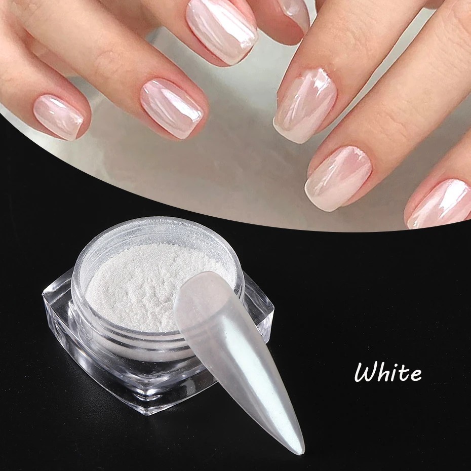 Chrome Powder for Nails – Moonlight Pearl White Glitter Decoration