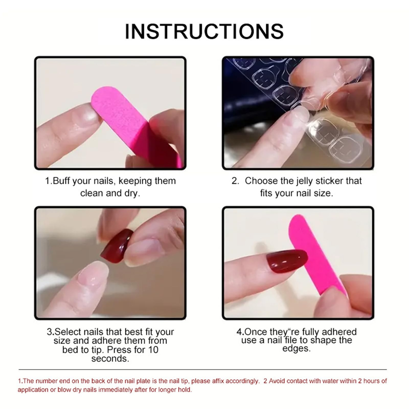 Mkwntg French Tip Press on Nails Medium Square Fake Full Multicolor