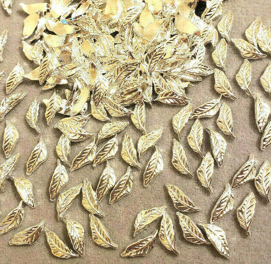 10/20pcs New 3D Gold/Silver Leaf Metel Alloy Charms Nail Art Jewelry Decoration