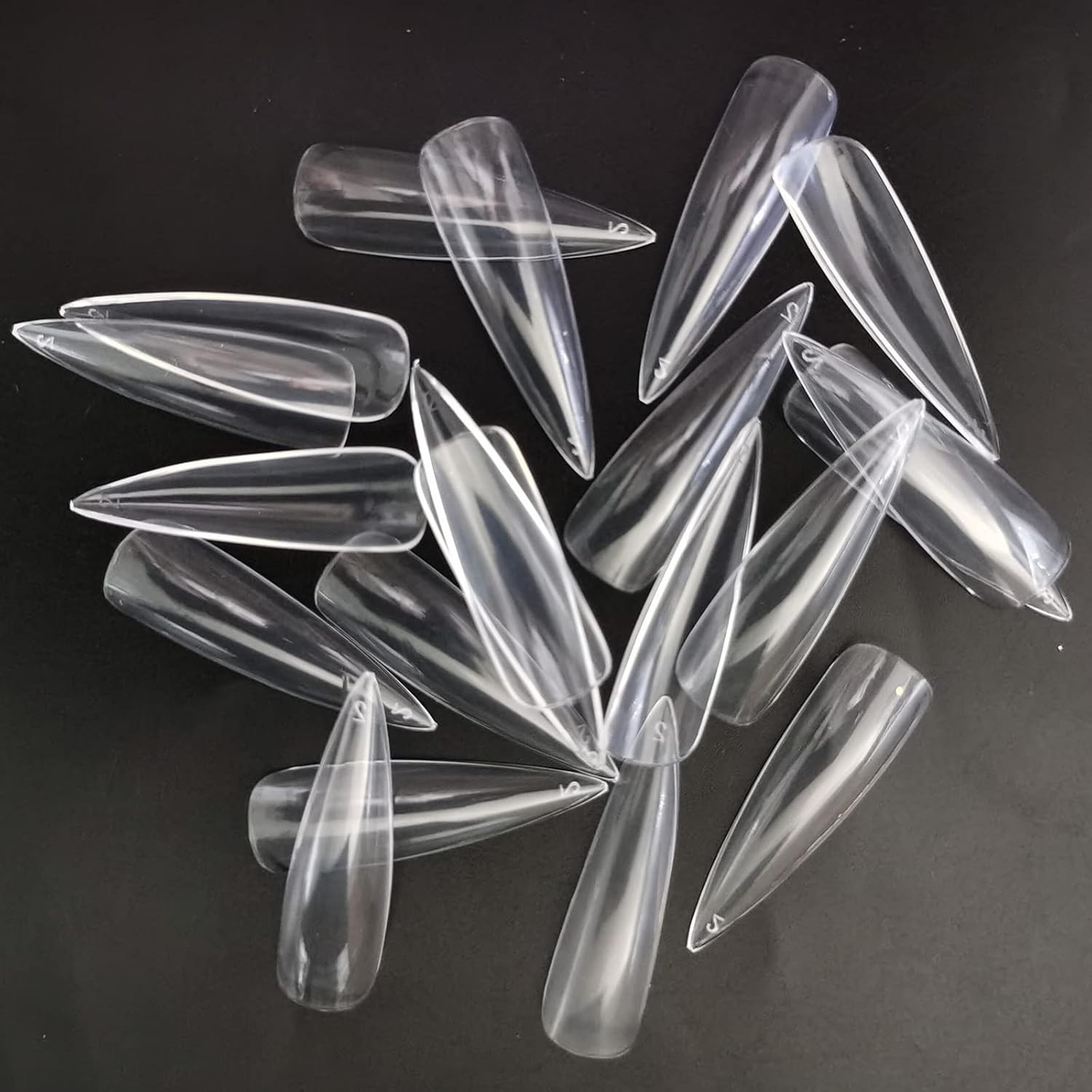 240pc XXL Almond Gel Nail Tips Extra Long Clear Oval Fake Nails 12 Sizes Full…