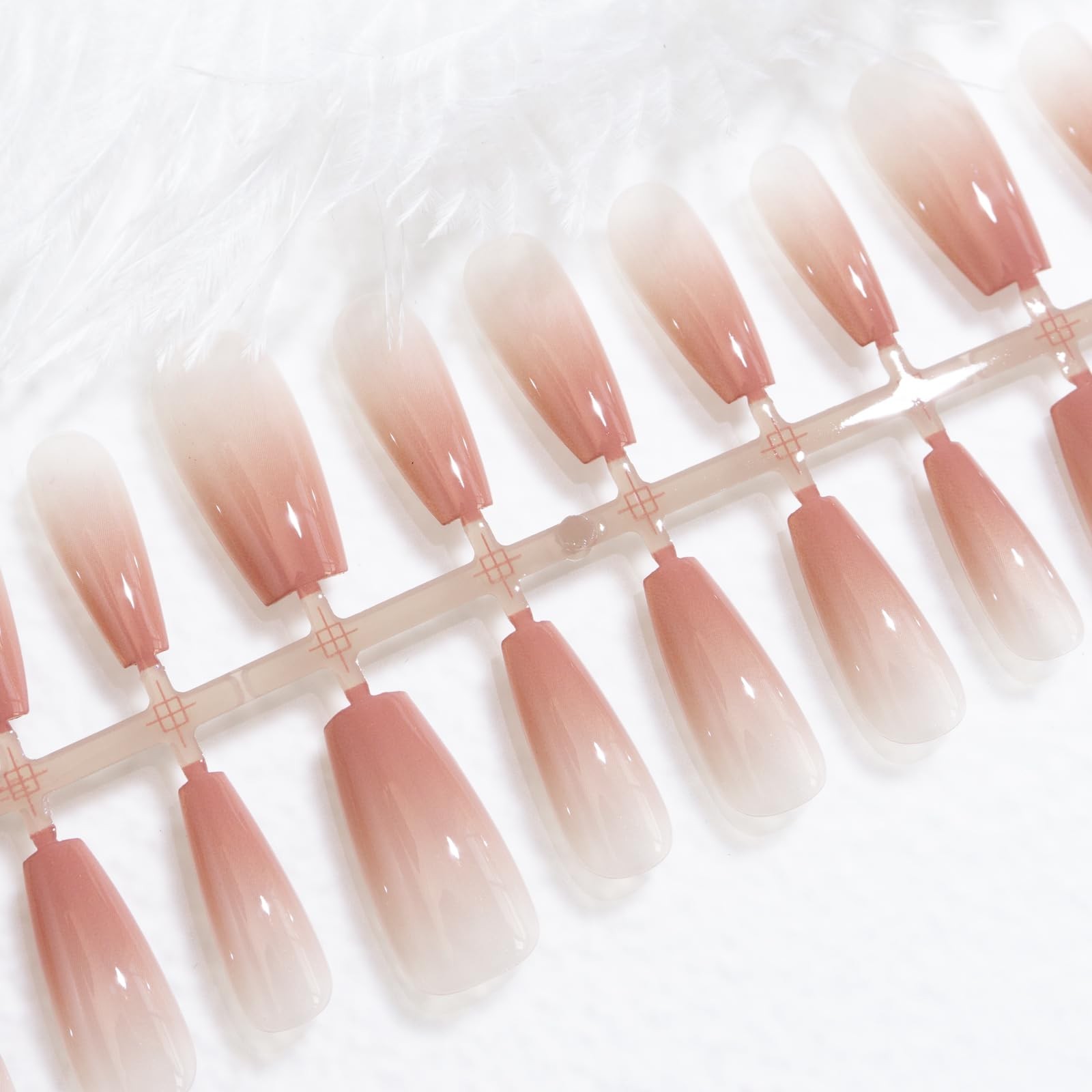 Glossy fake nails – 30 Piece XS S M Sprayed Gel Press on Nails feminine Blush…