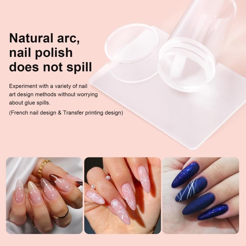 French Tip Nail Stamper 6PCS, Soft Silicone 2-in-1 Manicure Set with Stamp He…