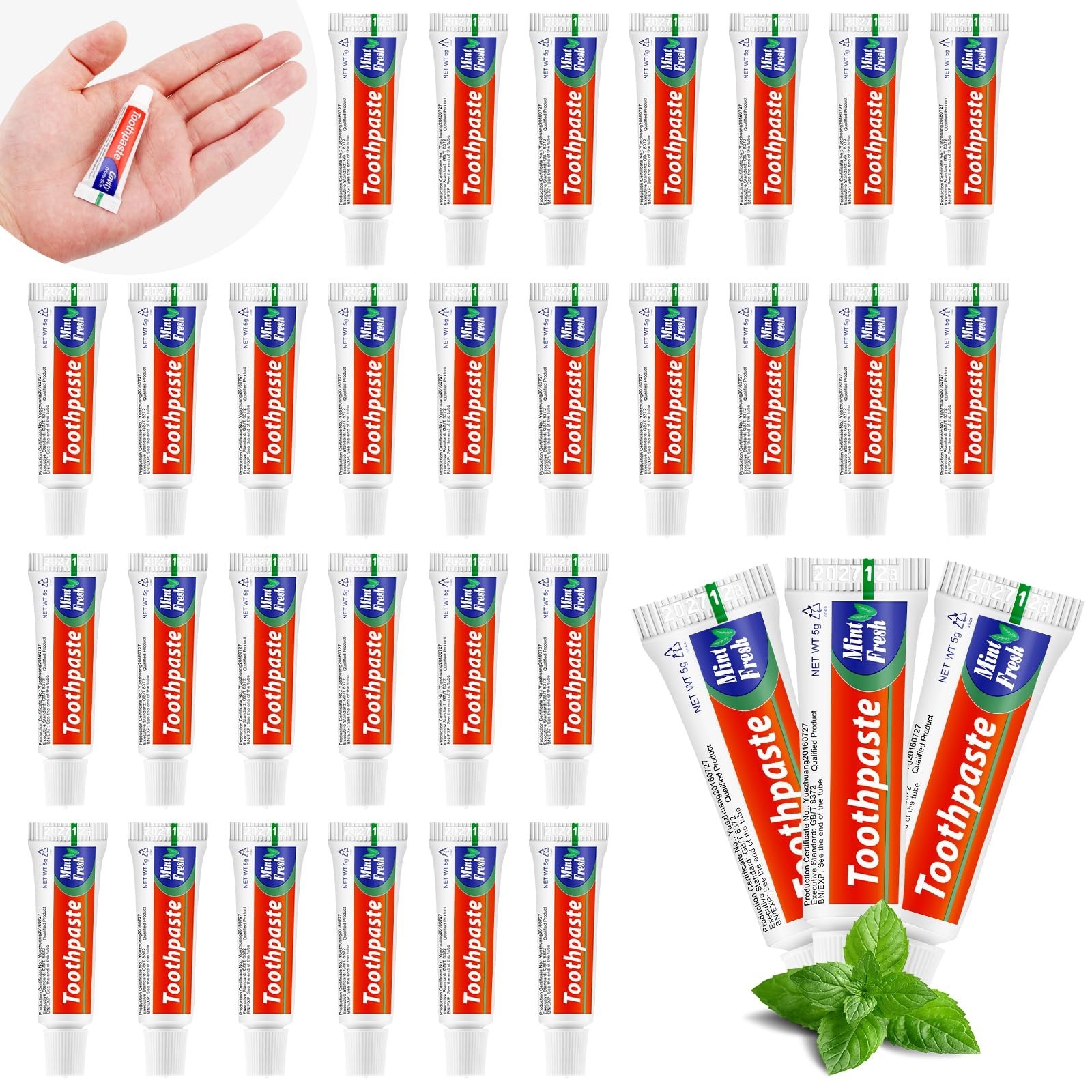 HOFASON 30 Tubes Bulk Travel Size Toothpaste 0.18 oz, Extra Small 2.28×0.78 i…