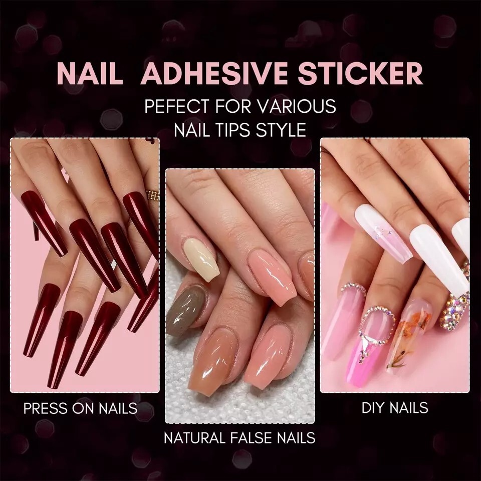 Double-Sided Nail Glue Tape Sticker Adhesive Tabs for Press on Nails Waterproof