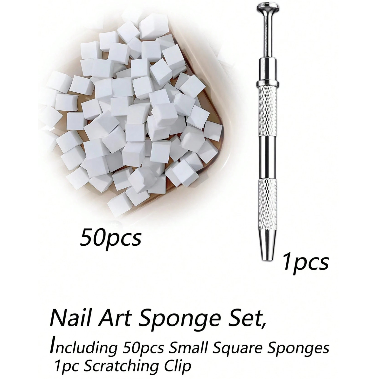 Nail Art Soft Sponges With Metal Grabber Pen for Ombre and Aura Nail Art Tools