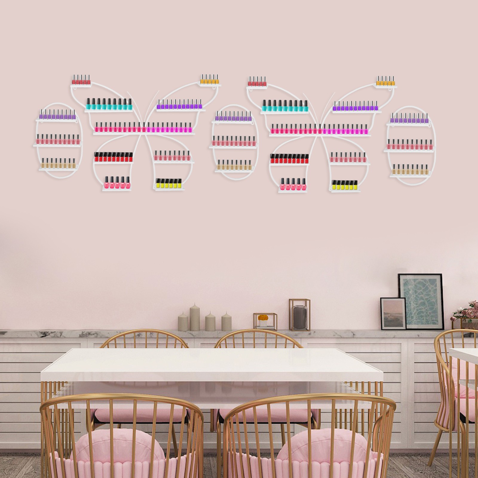 5PCS Iron Butterfly Nail Polish Rack, Wall-mounted Nail Polish Storage Rack