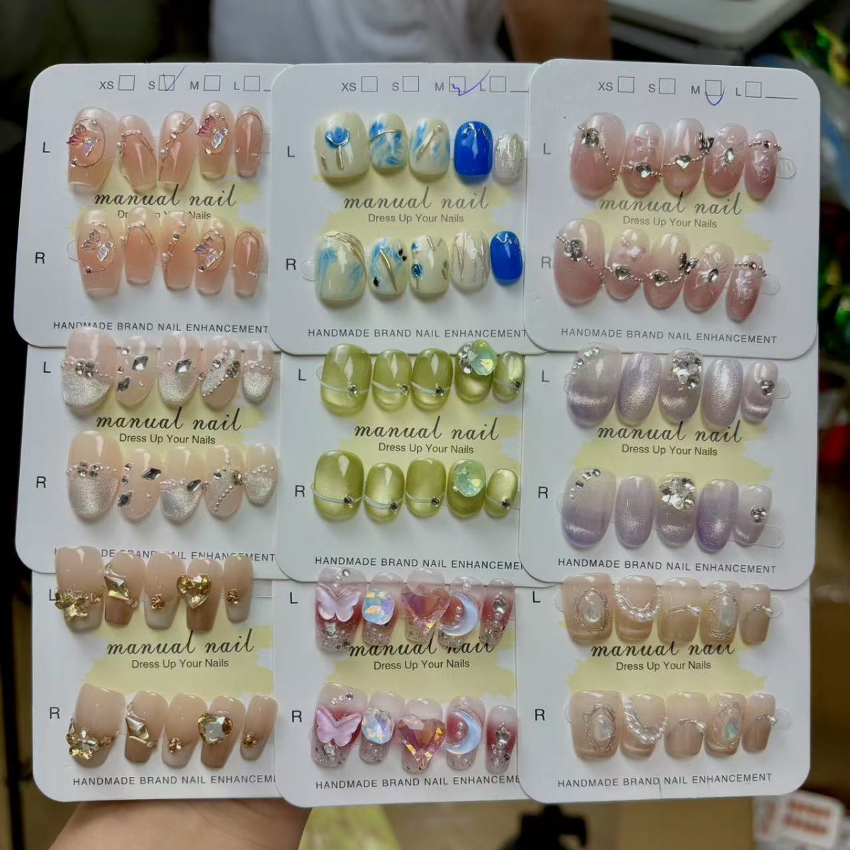 48Pcs Hand Painted Floral Press On Nails, Reusable Glossy False Nails For Daily