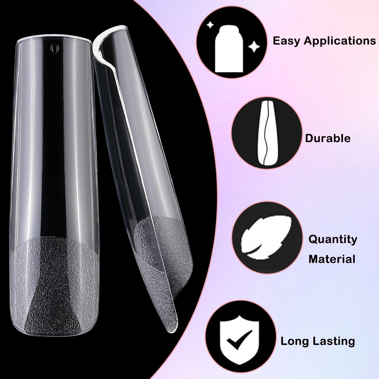 LoveOurHome 240pc XXL Square Gel Nail Tips Extra Long Fake Nails Clear