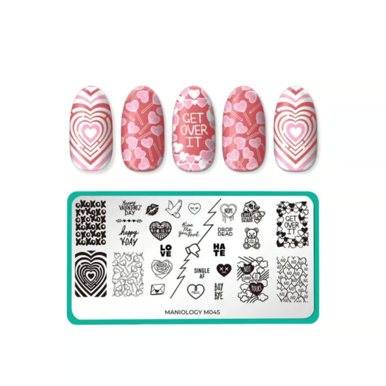 Maniology Nail Stamping Plate M045 Love, Anti-Love, Valentine’s