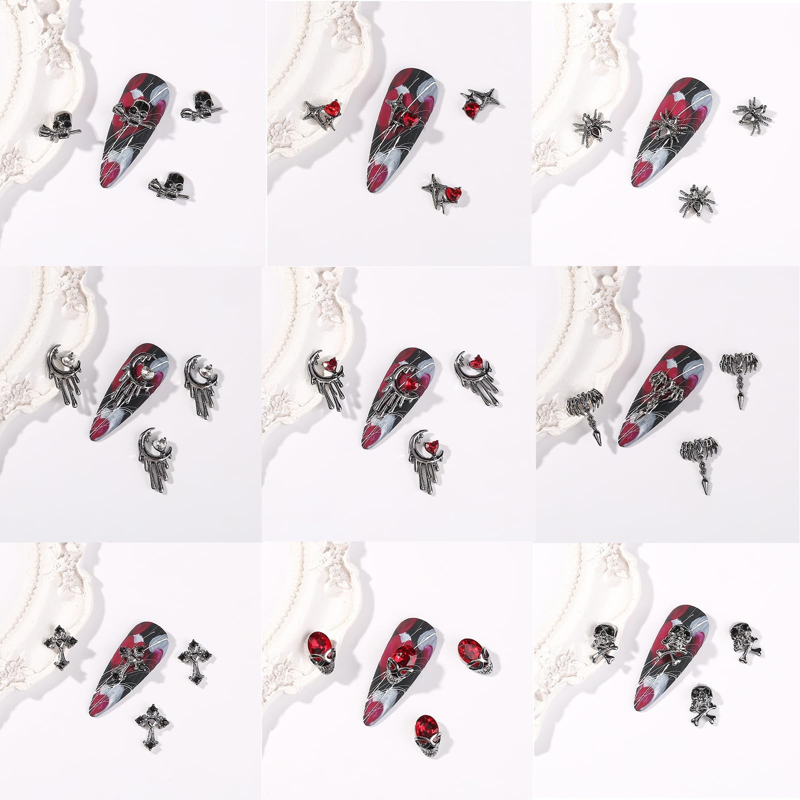 44 Pcs Halloween Nail Charms 3D Alloy Nail Art Charms Supplies for Women