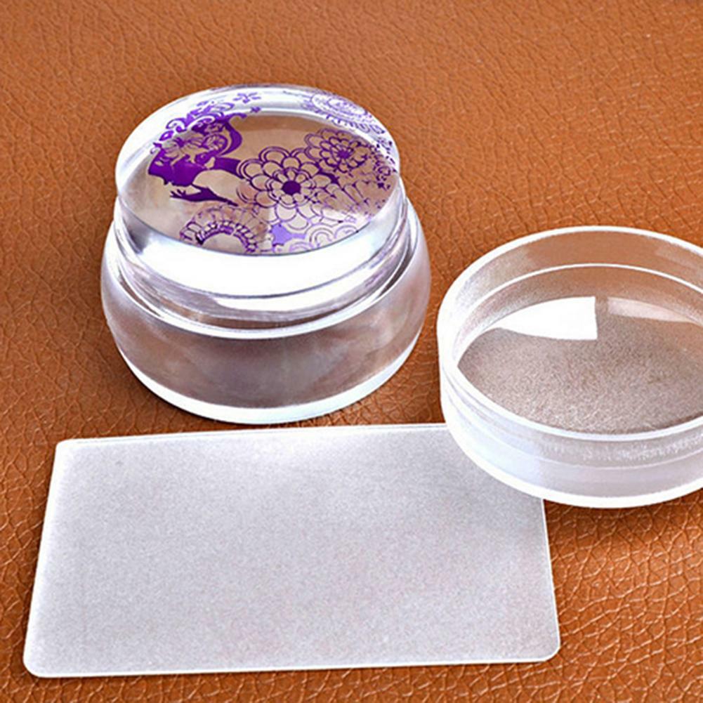 Red Clear Silicone Nail Art Stamping Circle Stamper Scraper Decors Plate