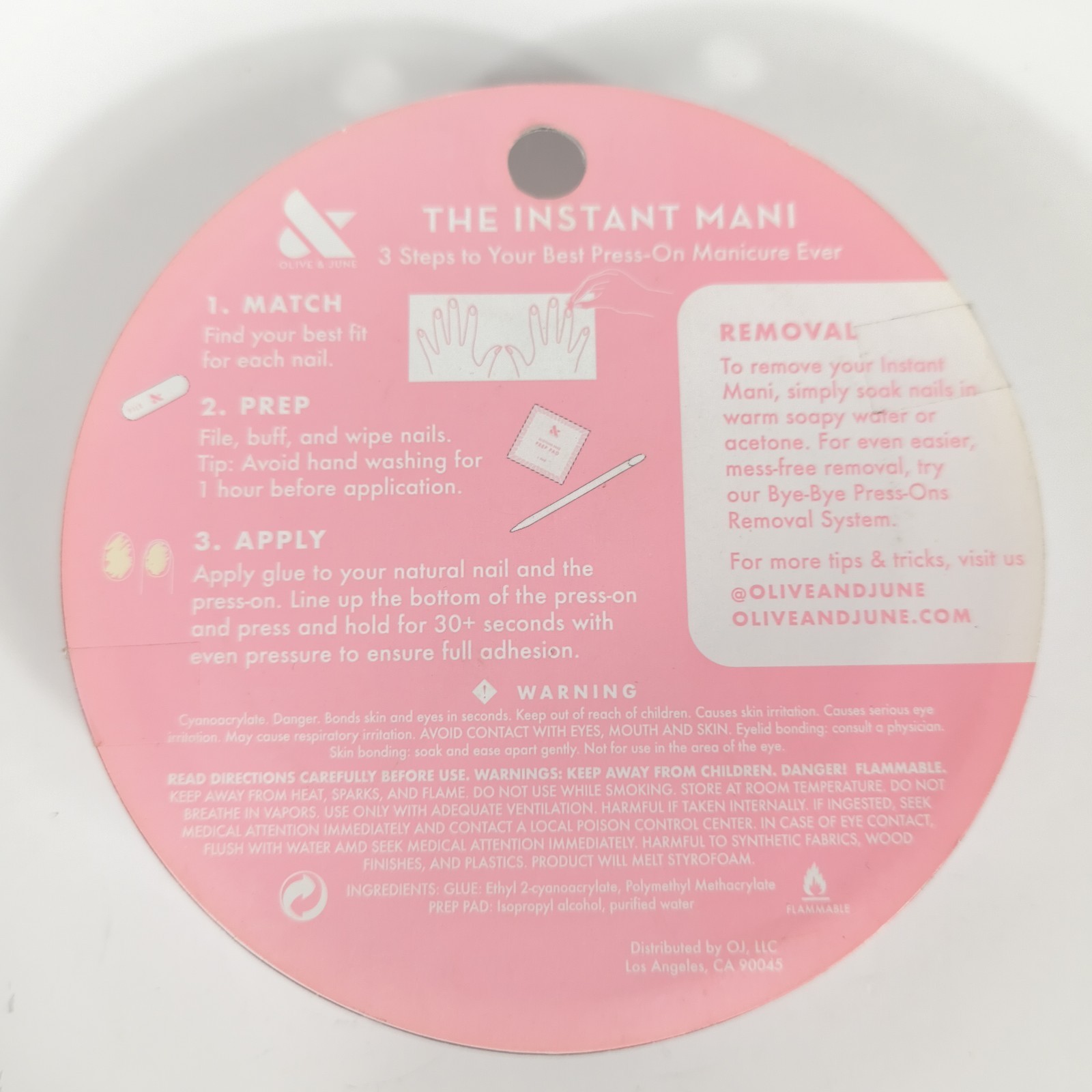 Olive & June The Instant Mani Press On Nails Short HZ Peach Pink 42 Nails New