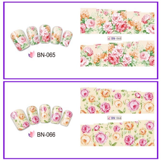 Floral Nail Art Water Decals: Spring Summer Flower Nail Wraps(Group 1)