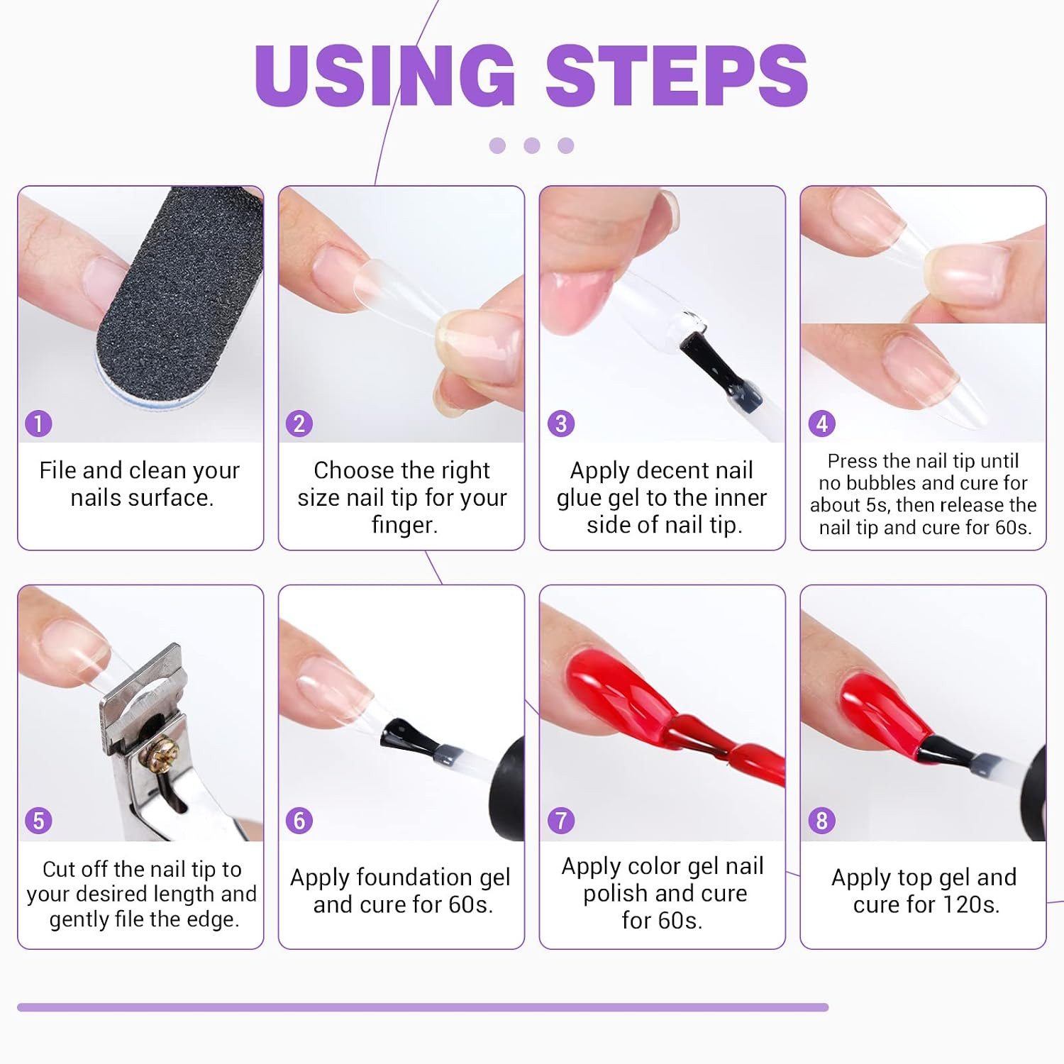 Gel Nail Glue Kit with UV Lamp for Nail Tips and Press Ons, 15 Ml | 60-Second Fl