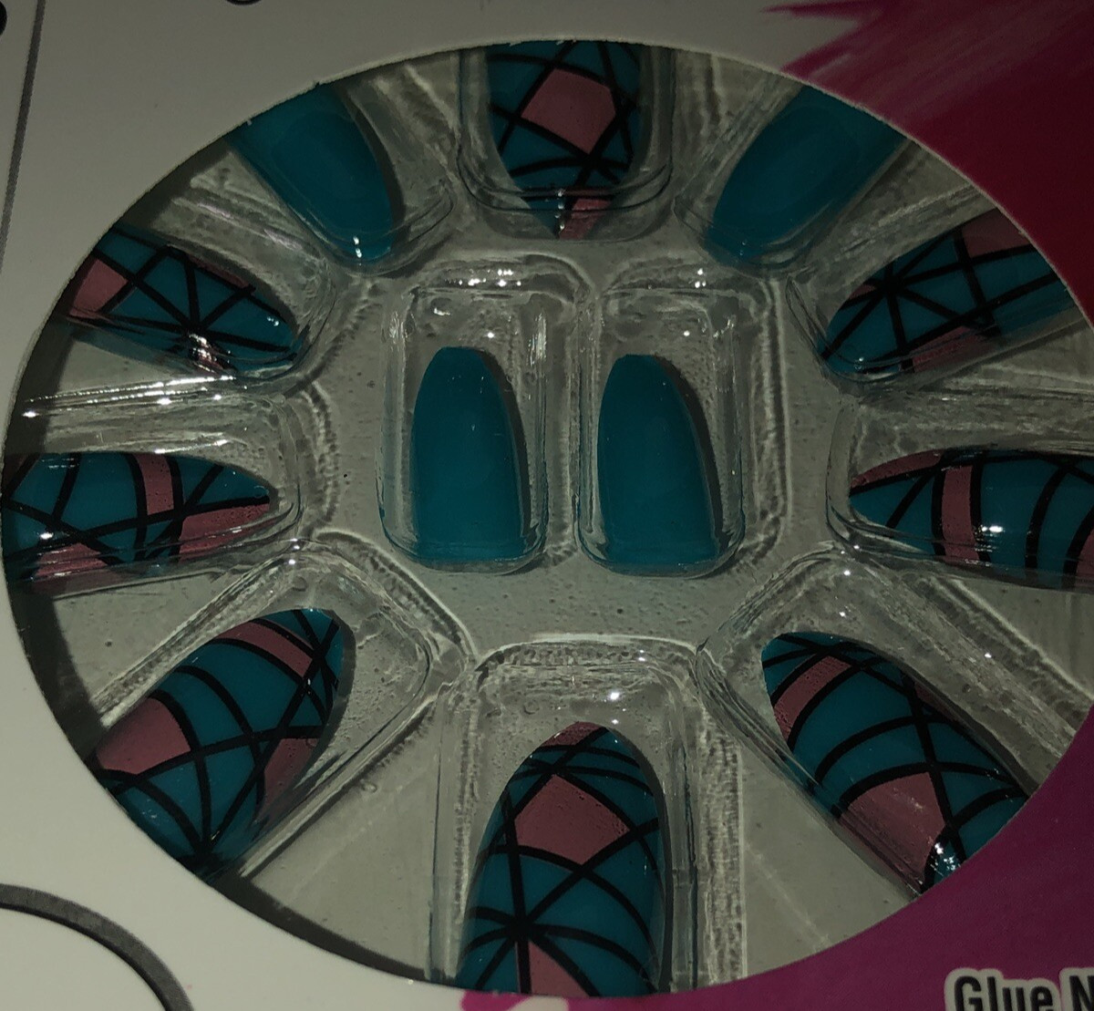 NEW Sassy+Chic Fashion Nails Blue And Pink-1pk of 12pc-Glue Not Included SHIPN24