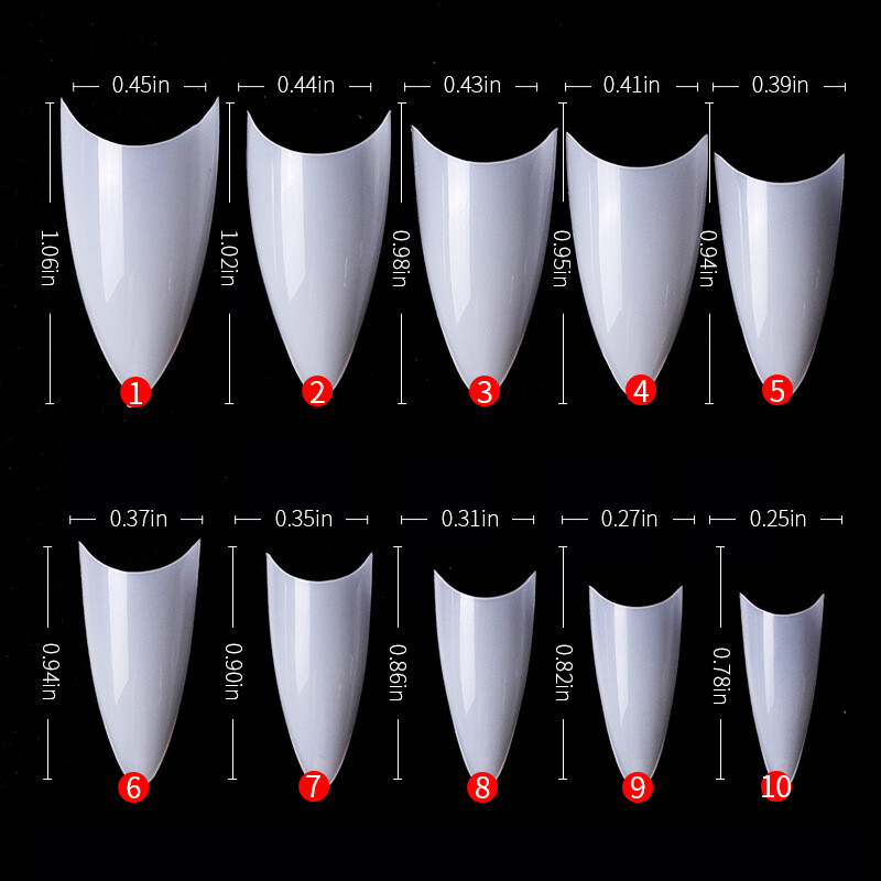 500 Pcs Stiletto Sharp False Nail Tips Nail Art Acrylic French Half False Tips