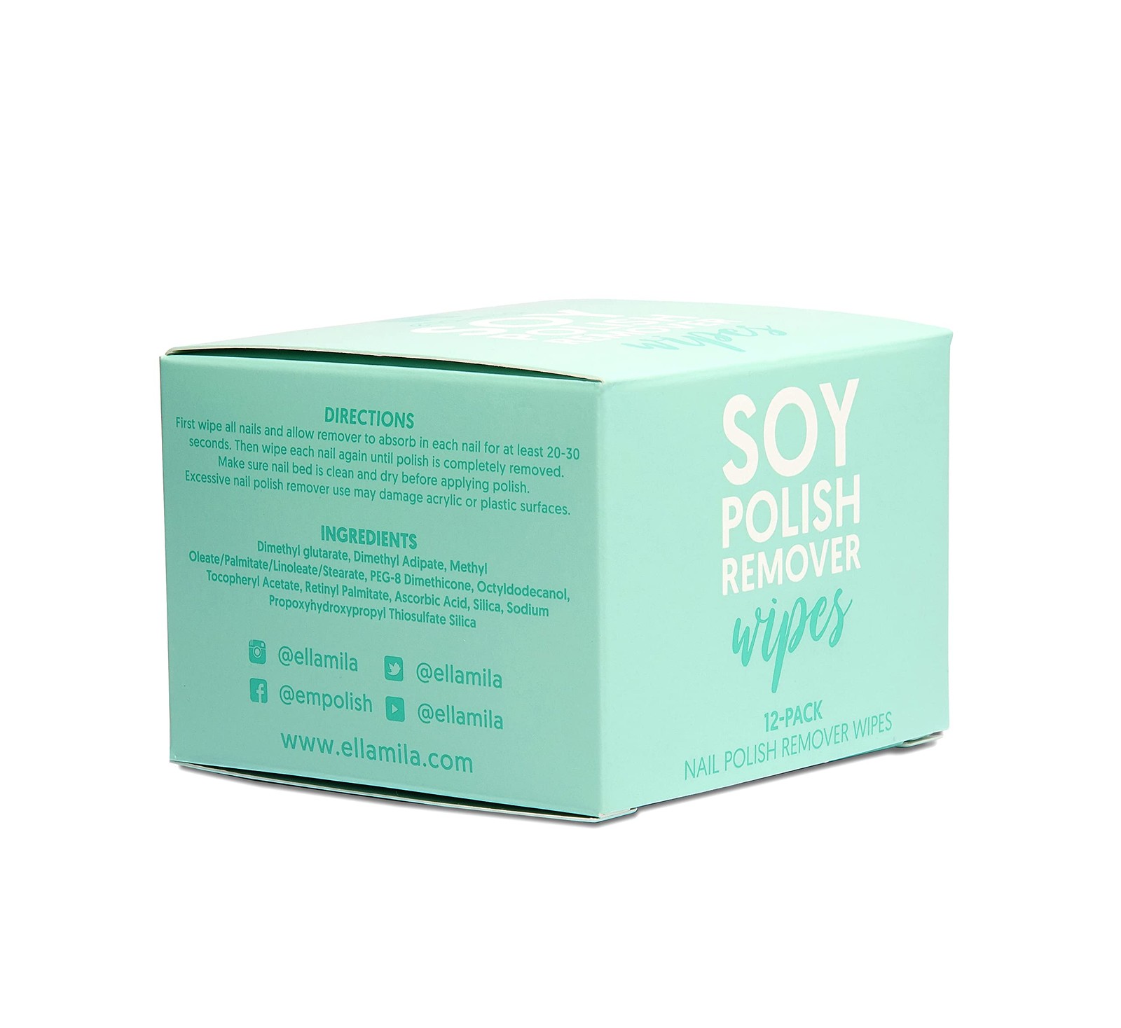 ella+mila Soy Nail Polish Remover Wipes – Non-Acetone, 12 Count (Pack of 1)