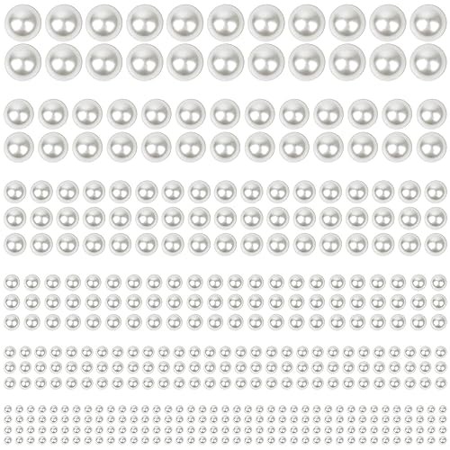 1980Pcs Self Adhesive Pearl Stickers, Hair Pearls Stick on Gems Ivory White