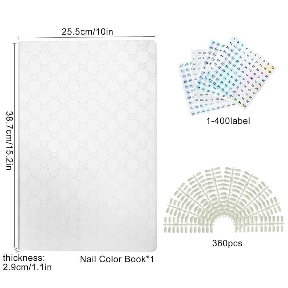308 Colors Nail Swatches Book 360 Nail Tips Professional Nail Color Chart Card