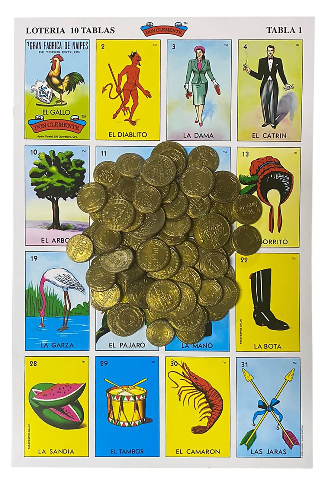 Loteria Mexicana Tradicional Jumbo 14 x 9 inches, Yellow, Green, Red, Blue
