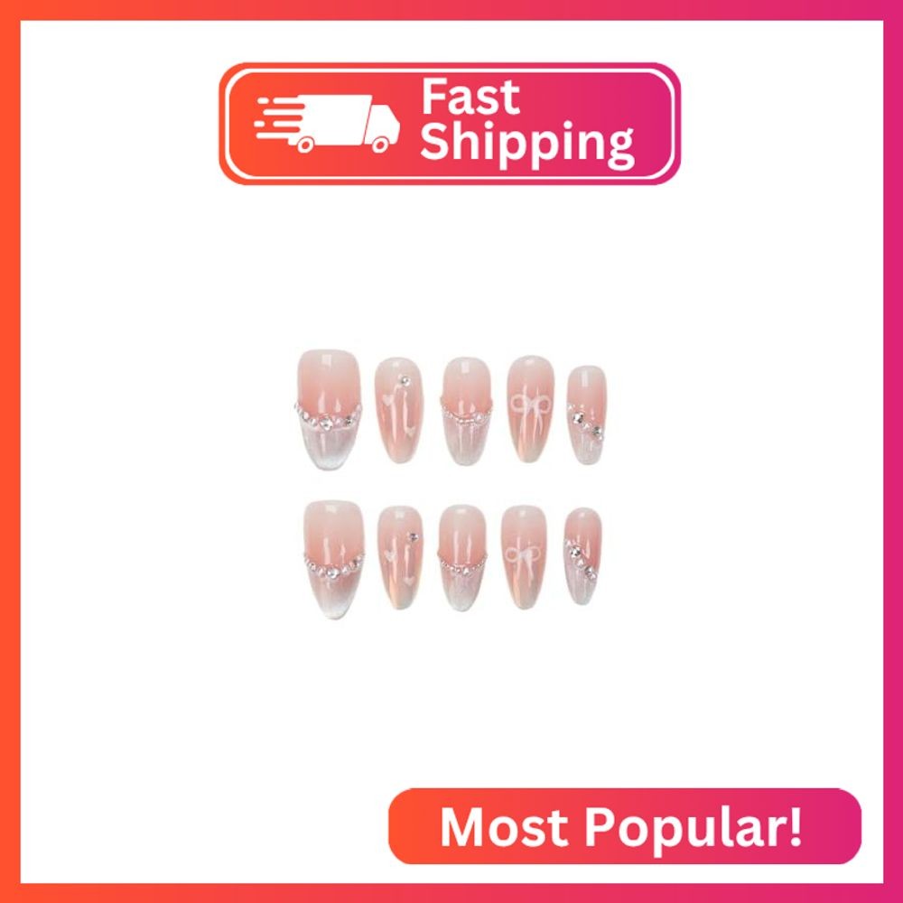 Pink Cat Eye Press On Nails – Valentine‘s Day Gifts for Her, Almond Medium with