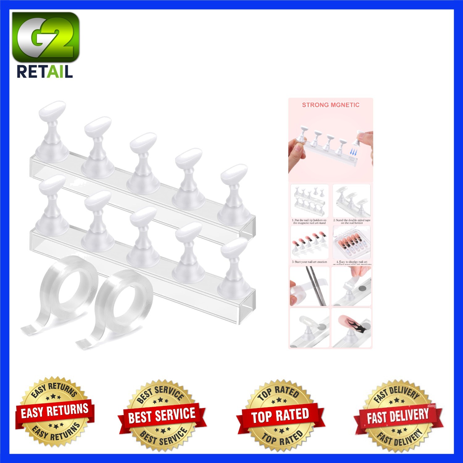 Elegant Acrylic Nail Art Stand – Magnetic Practice Holder for Flawless Designs