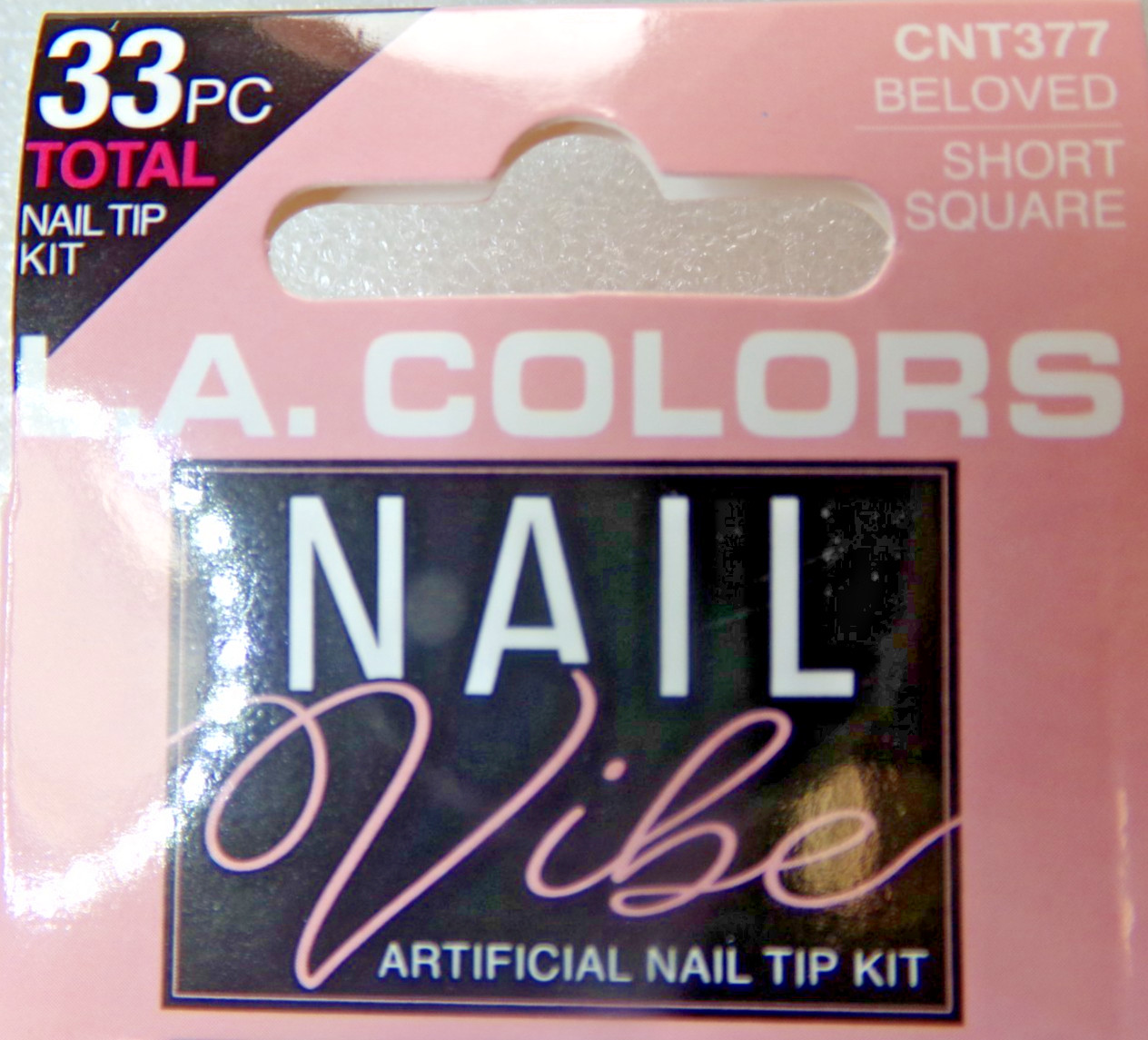 LA Colors Vibe Nails, Beloved Pink French GLUE-On Short Length