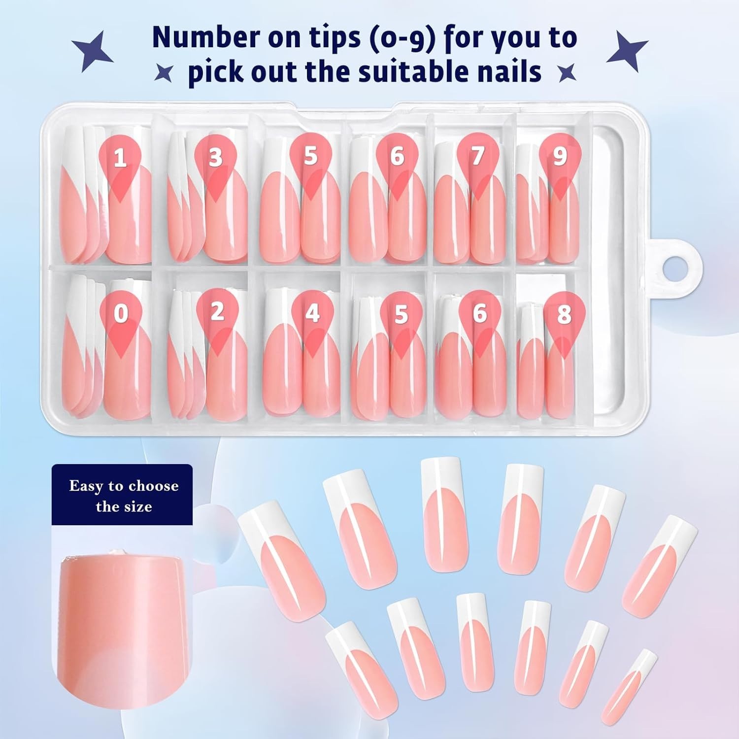 120Pcs White French Tip Press on Nails, Long Nails Press ons Square Fake Nail
