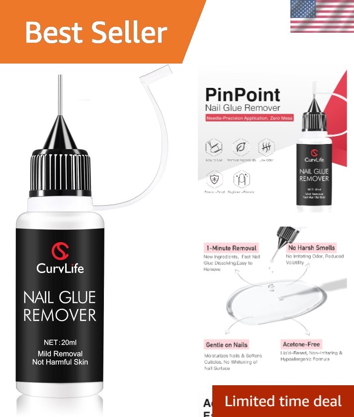 Effortless Nail Glue Remover 20ml – Includes Wooden Stick for Precision