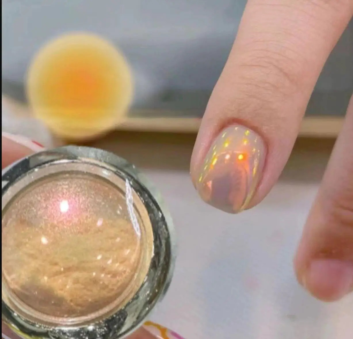 0.2G/Jar Aurora Orange Mirror Effect Nail Art Powder Moonlight Chrome Plating Pi