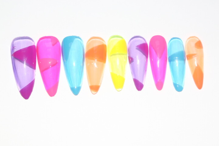 90’s Inspired Neon – press on nail set- (Set of 18 sizes 0-8) long Almond
