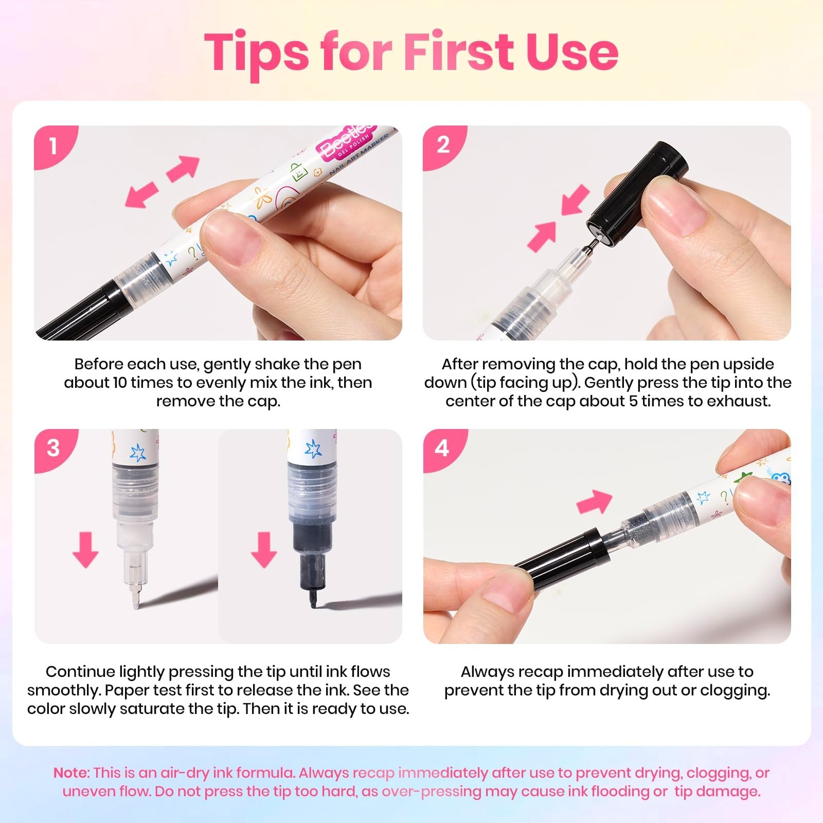 12 Colors Nail Art Pens – 0.5mm Fine Line Quick Drying Acrylic Paint Markers for