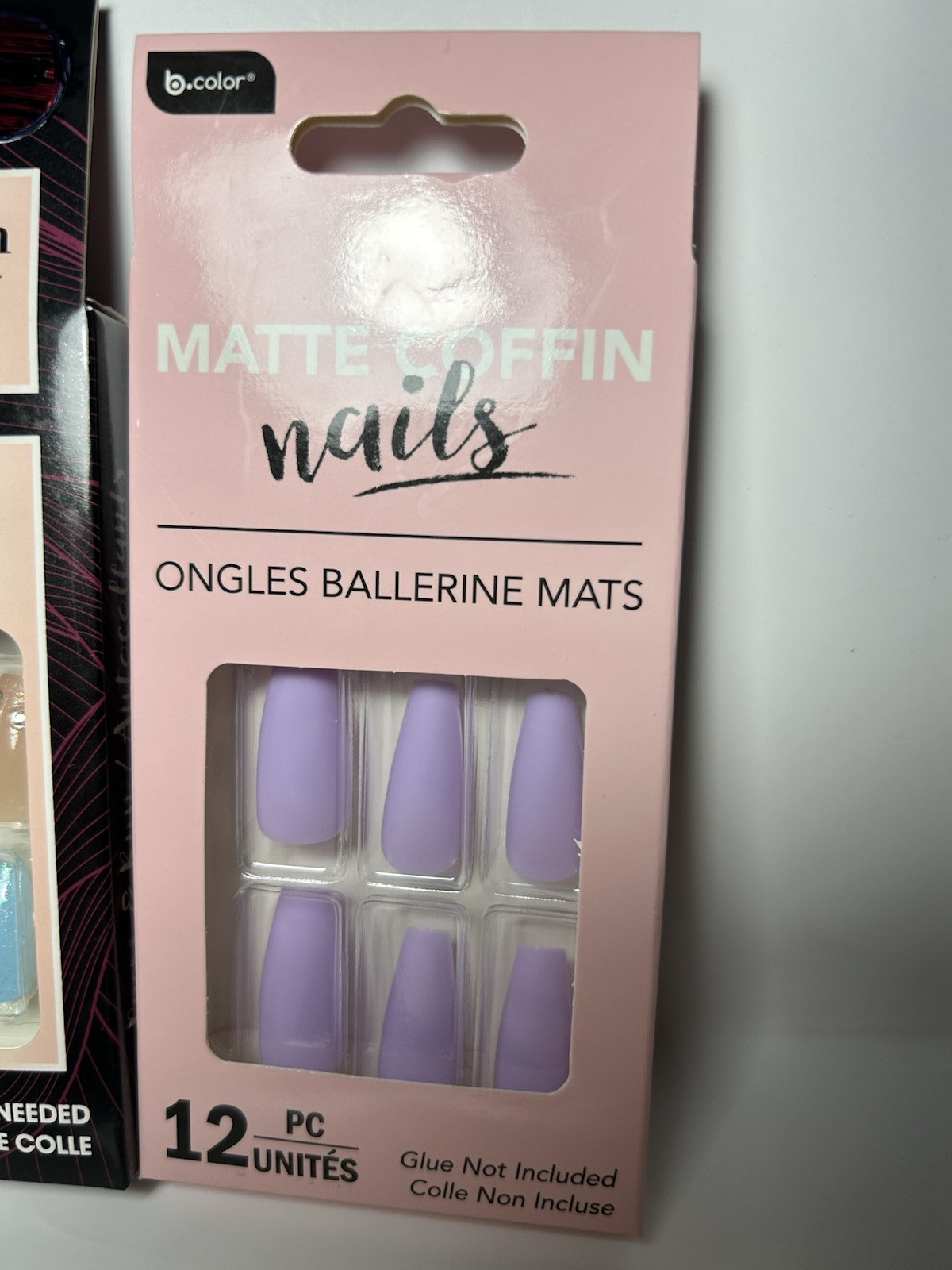 3 X Faux Nails (1 w/ Glue ) Purple,Blue, Matte, Sparkly, Metallic~LOT OF 3~NIB!