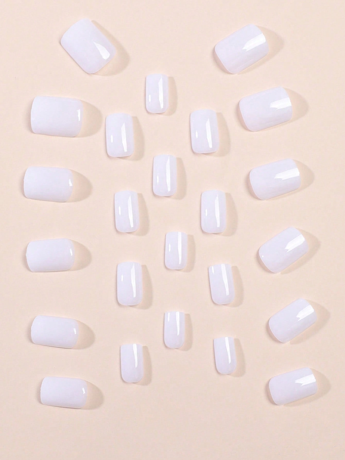 24pcs Short Milky White Solid Cover Fake Nail Kit Press On Nails False Nails