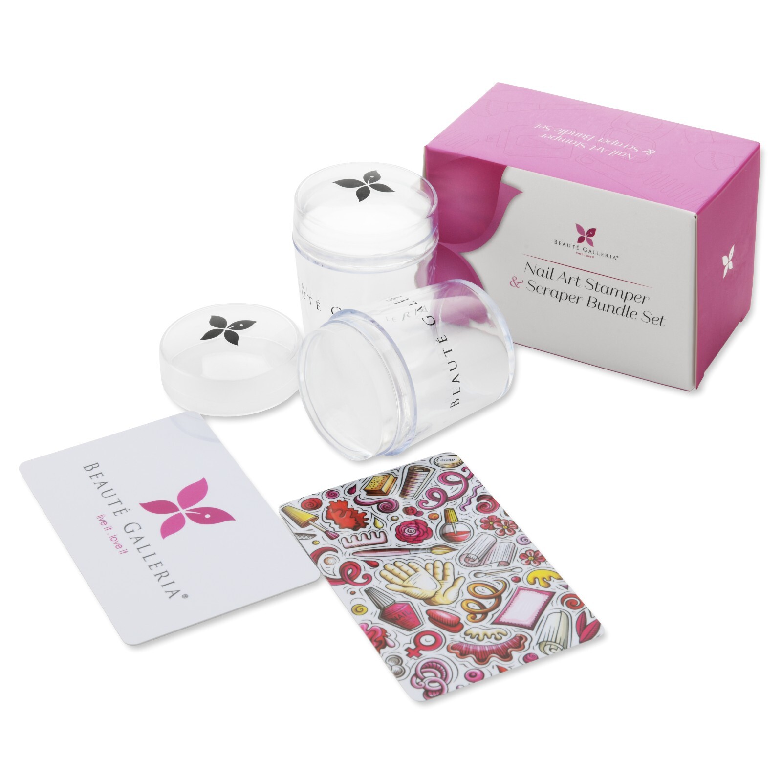 Nail Art Stamper and Scraper Bundle Set, Nail Stamping Tool, 4 Pieces