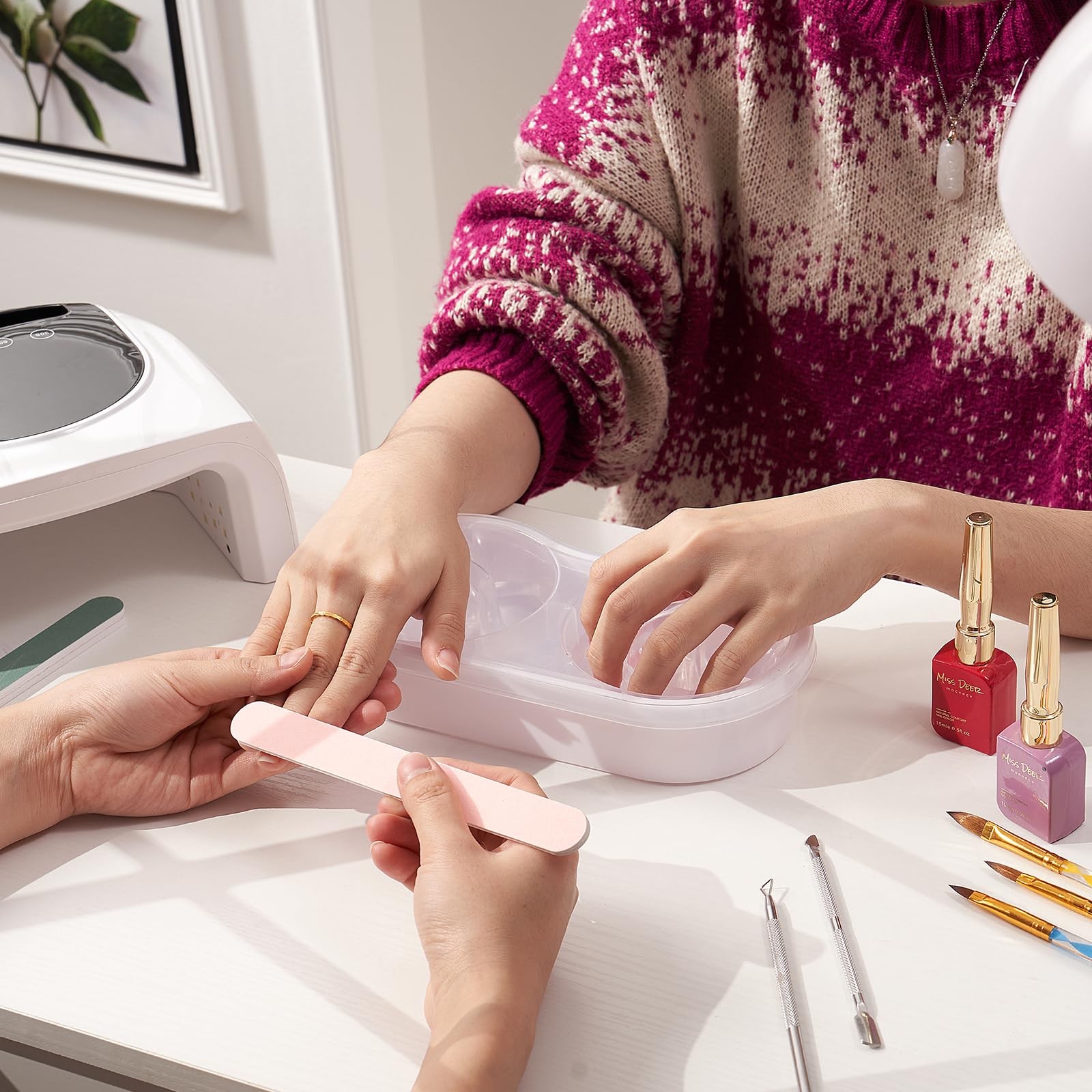 Dual Nail Soaking Bowl Acetone Proof: Soak Off Gel D2-White for most hands