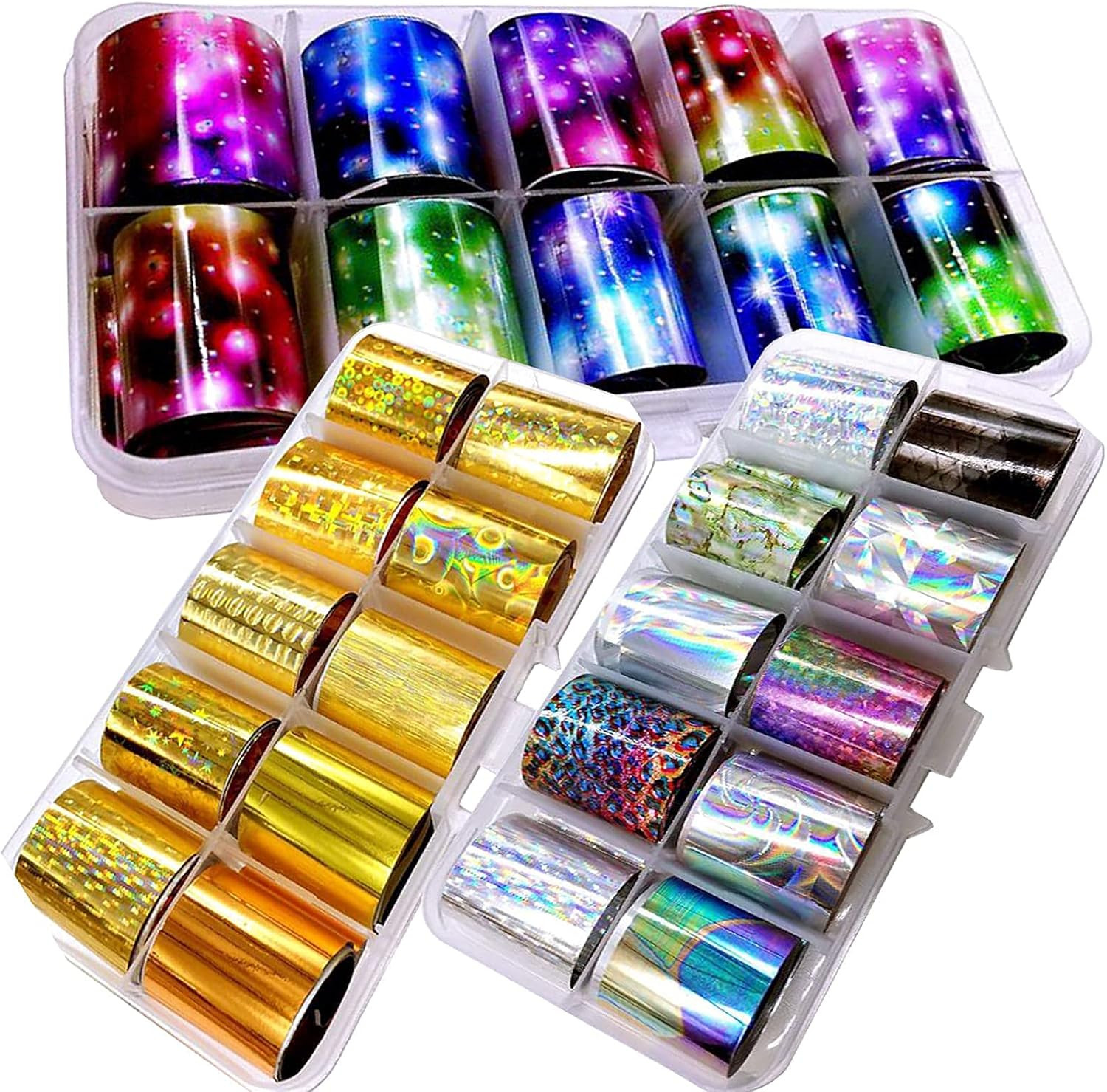 30 Sheet Holographic Transfer Nail Foil Stickers Starry Sky Nail Art Foils Stick