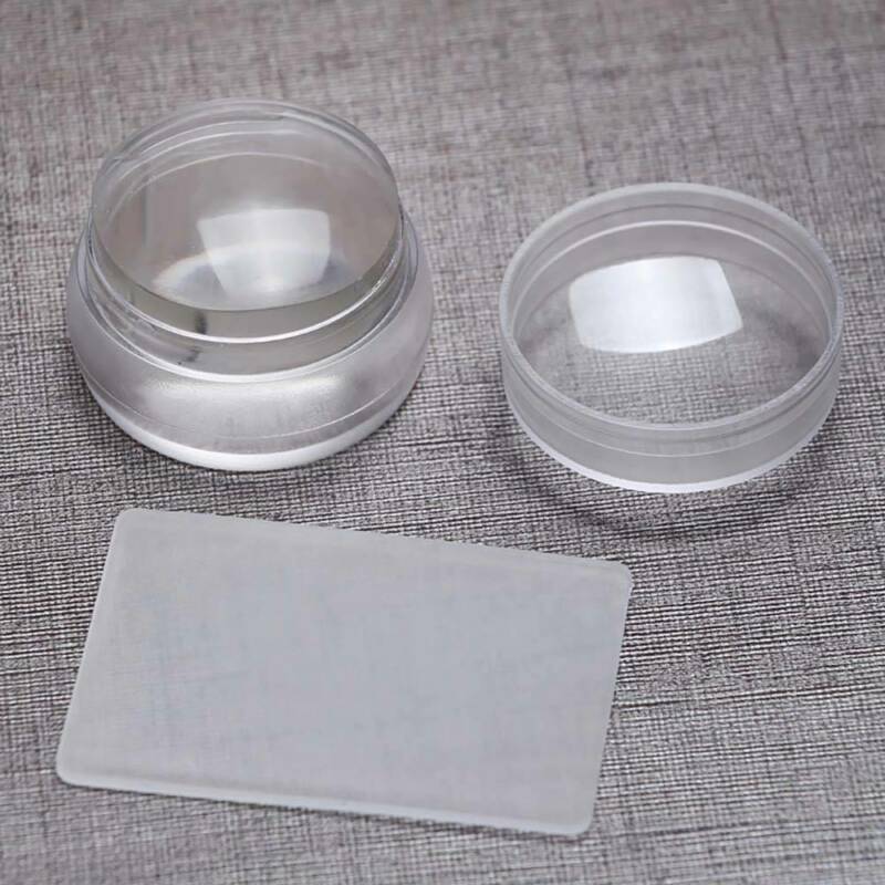 Clear Silicone Nail Art Stamping Circle Stamper Scraper Decors Plate Manicure