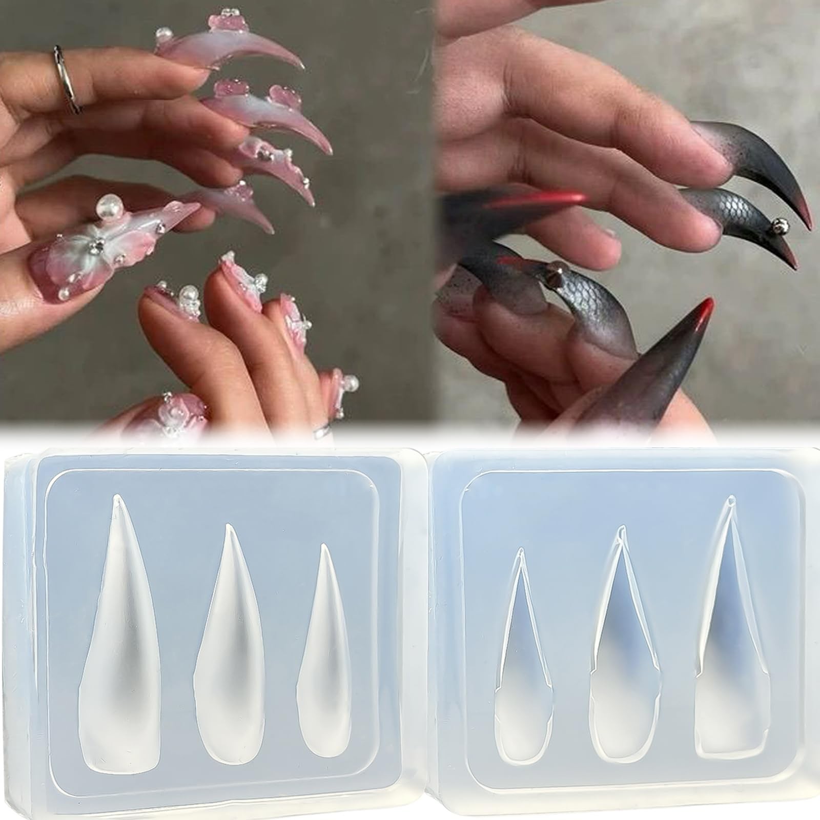 Halloween 3D Nail Molds Silicone Handmade Acrylic Nail Tips Templates, 3 Size…