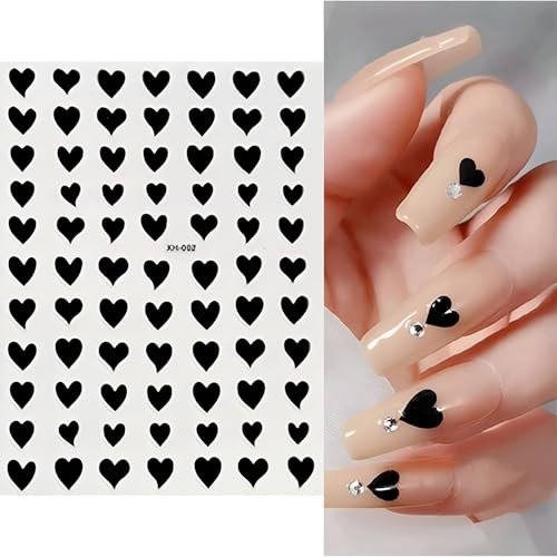 12 Sheets Valentines Nail Art Stickers Colorful Heart Nail 3d Nail Sticker-1